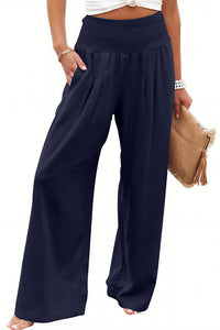 Willluxe® Breezy Cotton Smocked Wide Leg Pants