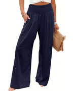 Willluxe® Breezy Cotton Smocked Wide Leg Pants