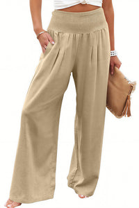 Willluxe® Breezy Cotton Smocked Wide Leg Pants