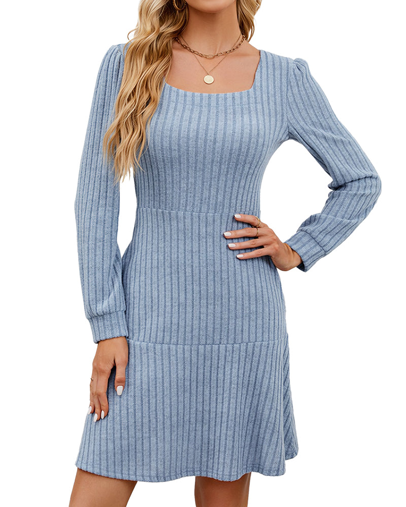 Willluxe® Square Neck Tiered Mini Dress With Pockets