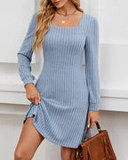 Willluxe® Square Neck Tiered Mini Dress With Pockets