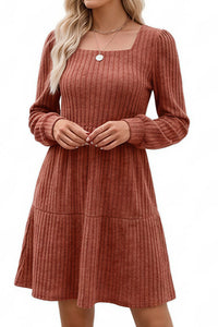 Willluxe® Square Neck Tiered Mini Dress With Pockets