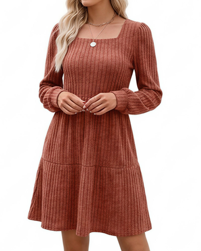 Willluxe® Square Neck Tiered Mini Dress With Pockets