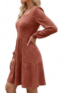 Willluxe® Square Neck Tiered Mini Dress With Pockets