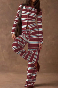 Willluxe® Cozy Vintage Striped Button-Up & Pant Set