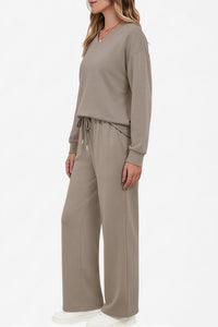 Willluxe®  V-Neck Lounge & Commuter Two-Piece Set