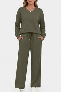 Willluxe®  V-Neck Lounge & Commuter Two-Piece Set