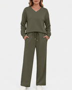 Willluxe®  V-Neck Lounge & Commuter Two-Piece Set