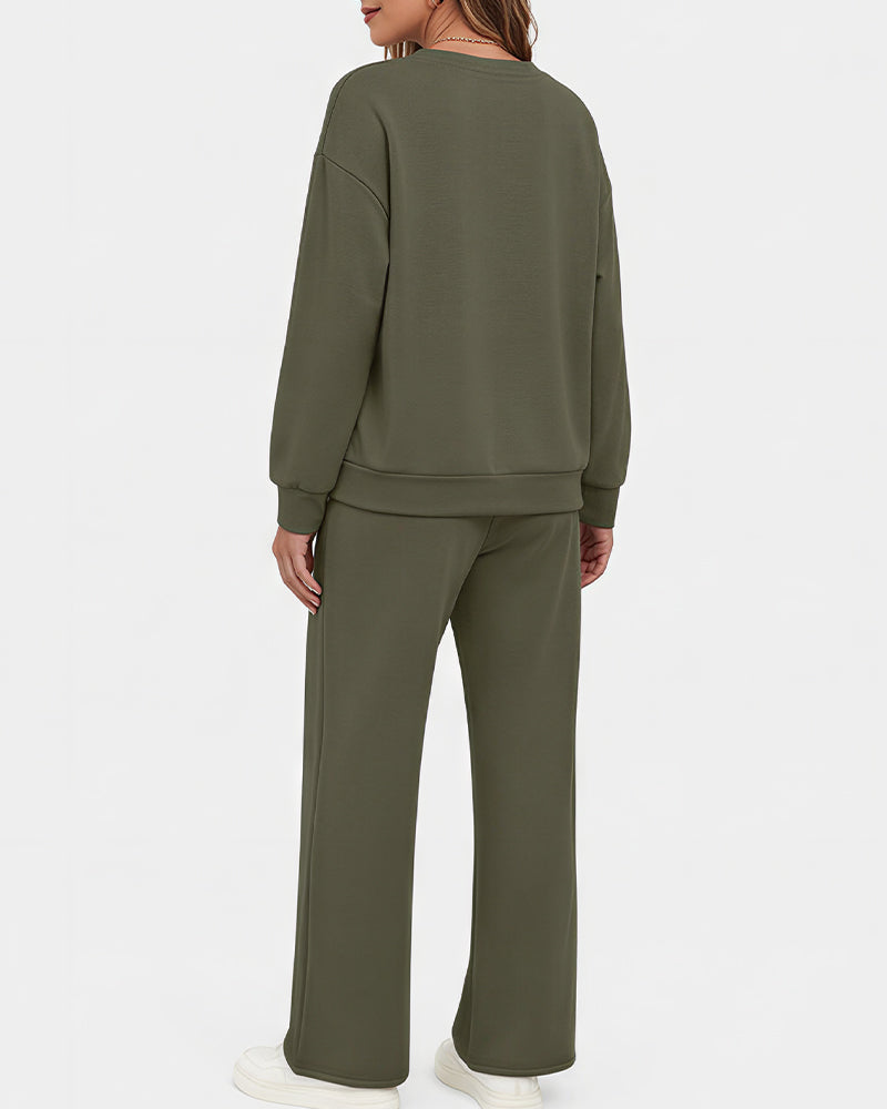 Willluxe®  V-Neck Lounge & Commuter Two-Piece Set