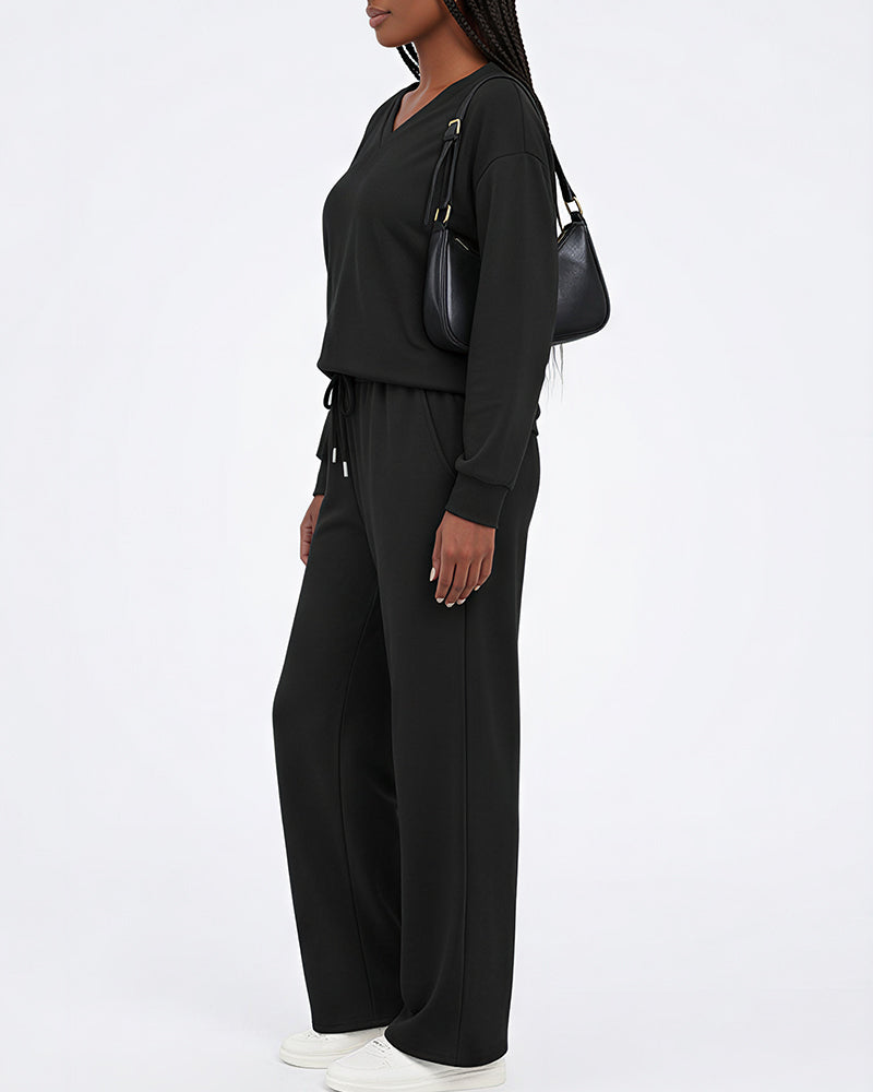 Willluxe®  V-Neck Lounge & Commuter Two-Piece Set