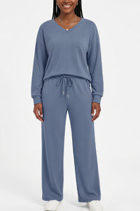 Willluxe®  V-Neck Lounge & Commuter Two-Piece Set