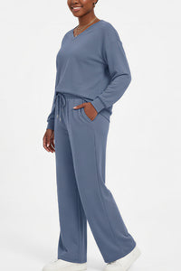 Willluxe®  V-Neck Lounge & Commuter Two-Piece Set