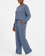Willluxe®  V-Neck Lounge & Commuter Two-Piece Set