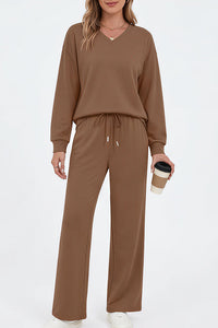 Willluxe®  V-Neck Lounge & Commuter Two-Piece Set