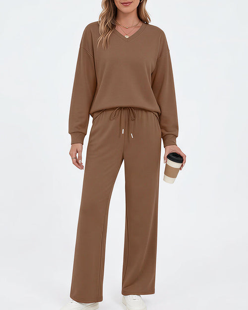 Willluxe®  V-Neck Lounge & Commuter Two-Piece Set