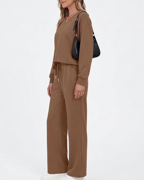 Willluxe®  V-Neck Lounge & Commuter Two-Piece Set