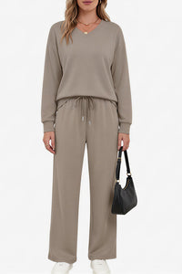 Willluxe®  V-Neck Lounge & Commuter Two-Piece Set