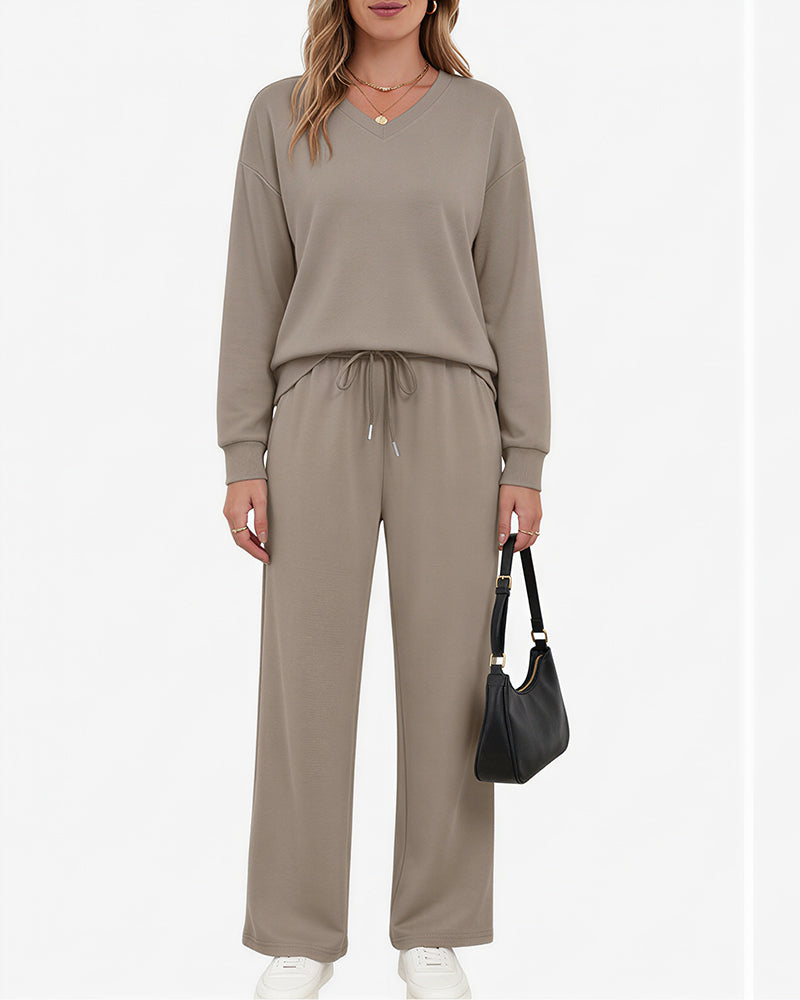 Willluxe®  V-Neck Lounge & Commuter Two-Piece Set