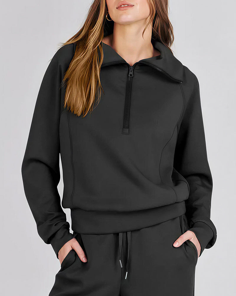 Willluxe® Chic Half-Zip Pullover & Wide-Leg Pants Set