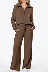 Willluxe® Chic Half-Zip Pullover & Wide-Leg Pants Set