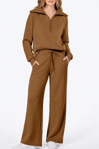Willluxe® Chic Half-Zip Pullover & Wide-Leg Pants Set