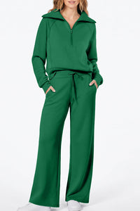 Willluxe® Chic Half-Zip Pullover & Wide-Leg Pants Set