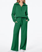 Willluxe® Chic Half-Zip Pullover & Wide-Leg Pants Set