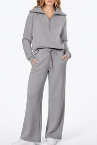 Willluxe® Chic Half-Zip Pullover & Wide-Leg Pants Set