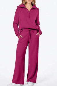 Willluxe® Chic Half-Zip Pullover & Wide-Leg Pants Set
