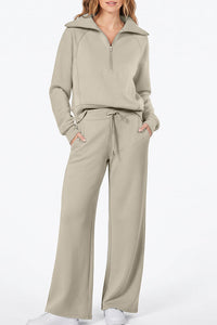 Willluxe® Chic Half-Zip Pullover & Wide-Leg Pants Set