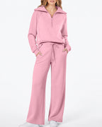 Willluxe® Chic Half-Zip Pullover & Wide-Leg Pants Set