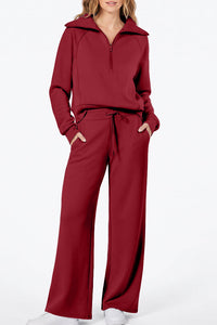 Willluxe® Chic Half-Zip Pullover & Wide-Leg Pants Set