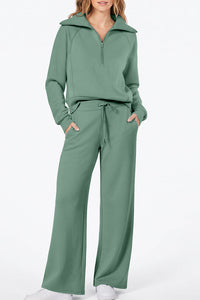 Willluxe® Chic Half-Zip Pullover & Wide-Leg Pants Set