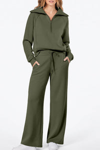 Willluxe® Chic Half-Zip Pullover & Wide-Leg Pants Set