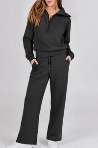 Willluxe® Chic Half-Zip Pullover & Wide-Leg Pants Set