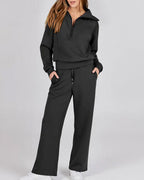 Willluxe® Chic Half-Zip Pullover & Wide-Leg Pants Set