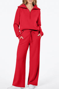 Willluxe® Chic Half-Zip Pullover & Wide-Leg Pants Set