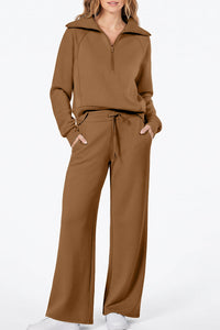 Willluxe® Chic Half-Zip Pullover & Wide-Leg Pants Set