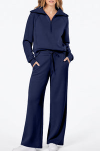 Willluxe® Chic Half-Zip Pullover & Wide-Leg Pants Set