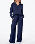 Willluxe® Chic Half-Zip Pullover & Wide-Leg Pants Set