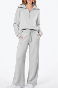 Willluxe® Chic Half-Zip Pullover & Wide-Leg Pants Set
