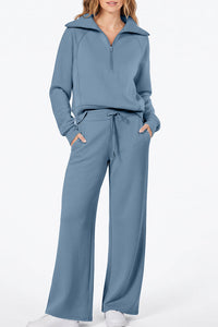 Willluxe® Chic Half-Zip Pullover & Wide-Leg Pants Set
