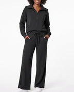 Willluxe® Chic Half-Zip Pullover & Wide-Leg Pants Set