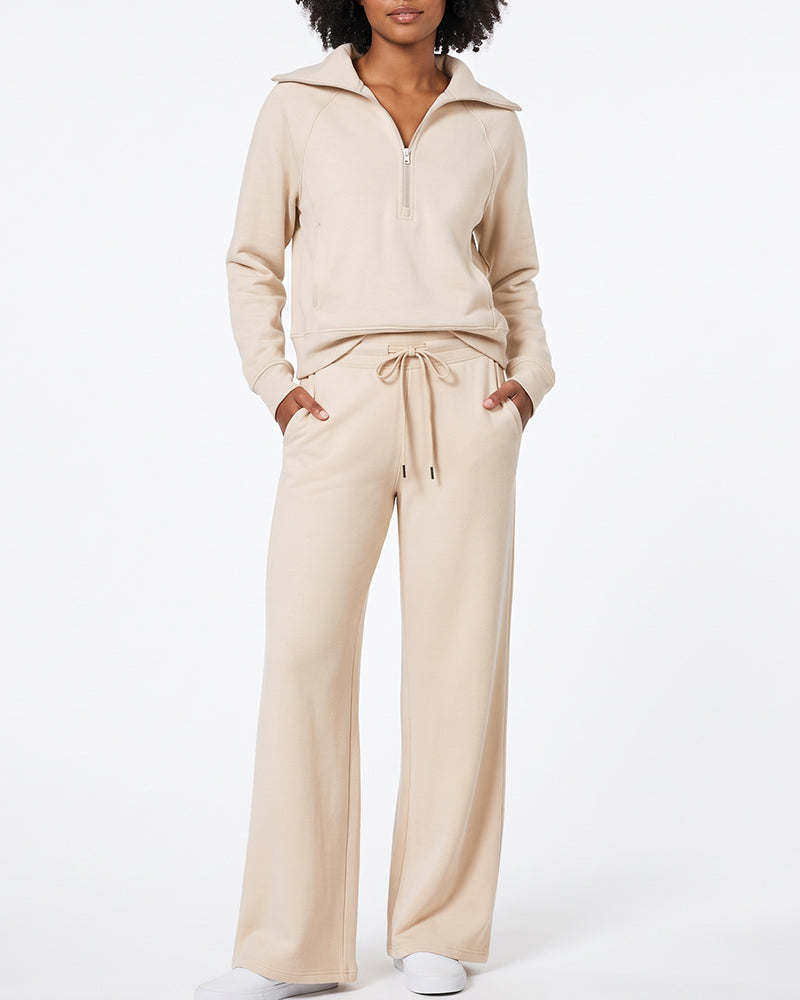 Willluxe® Chic Half-Zip Pullover & Wide-Leg Pants Set