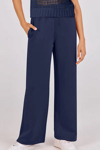 Willluxe® Open-Knit Lounge Set | Wide Leg Pants & Short Sleeve Top