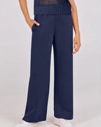 Willluxe® Open-Knit Lounge Set | Wide Leg Pants & Short Sleeve Top