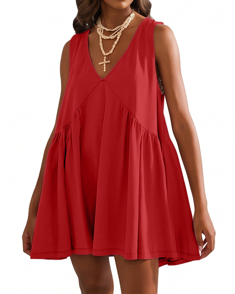 Willluxe® V-Neck Flowy Mini Sundress With Pockets