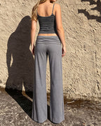 Willluxe® Striped Cami & Fold-Over Wide Leg Pants Set