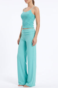 Willluxe® Striped Cami & Fold-Over Wide Leg Pants Set
