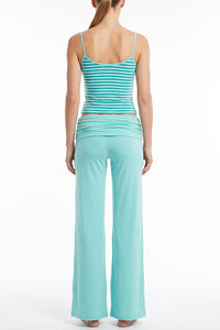 Willluxe® Striped Cami & Fold-Over Wide Leg Pants Set